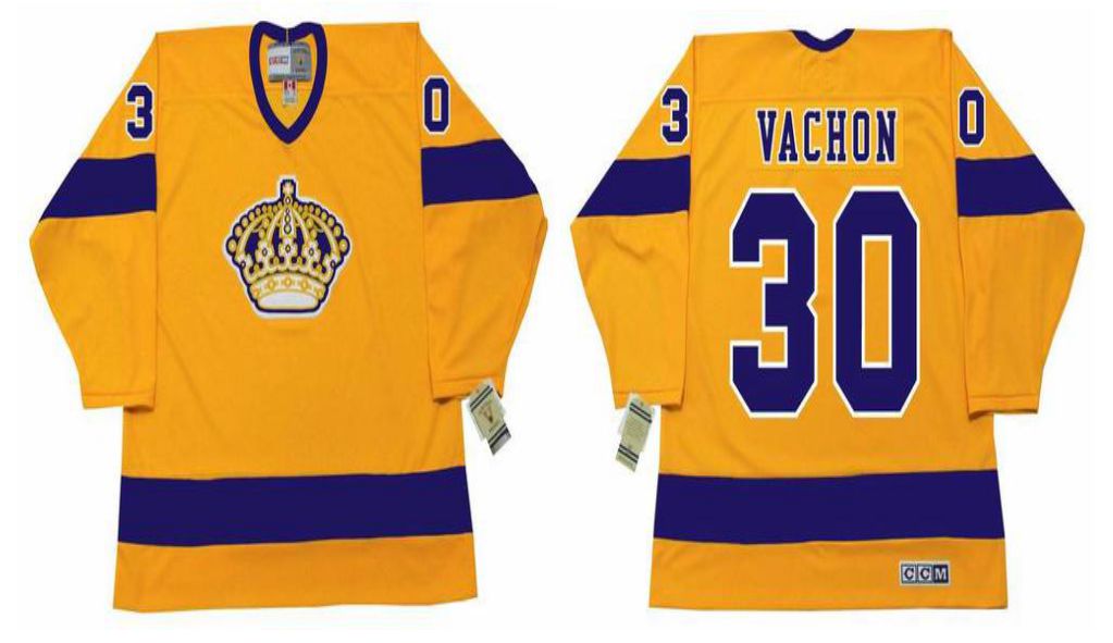 2019 Men Los Angeles Kings #30 Vachon Yellow CCM NHL jerseys